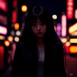 4 Steps; Prompt: "professional photo, young woman in the streets, vibrant lights, tokyo night life, 4k, 80mm, realistic person"
