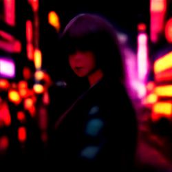 2 Steps; Prompt: "professional photo, young woman in the streets, vibrant lights, tokyo night life, 4k, 80mm, realistic person"