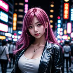 15 Steps; Prompt: "professional photo, young woman in the streets, vibrant lights, tokyo night life, 4k, 80mm, realistic person"