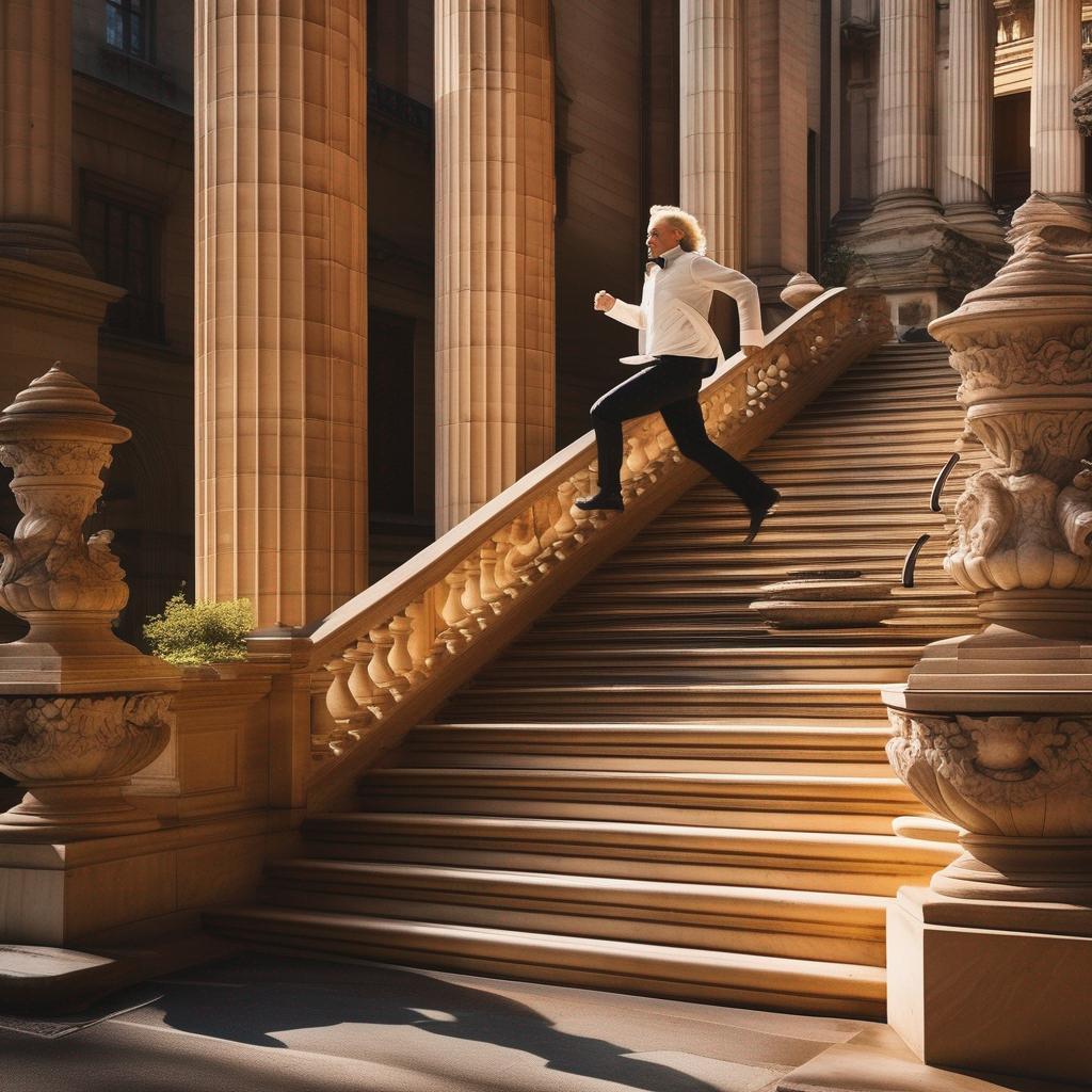 Prompt: "Newton running down an endless staircase"